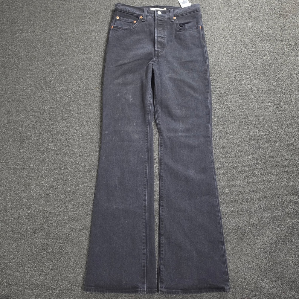 Levis Ribcage Bootcut Jeans Women 27 Black High Rise Denim 27x33 Wash Premium